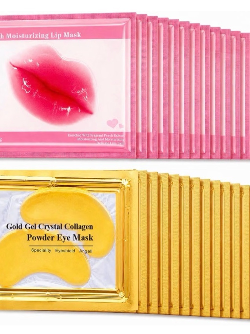 30 Hydrating Lip & Eye Mask Set - Pink Lip Mask & Gold Eye Patches